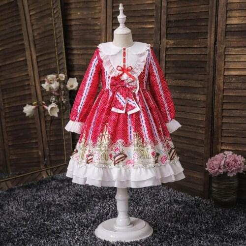 High Quality Girls Lolita Princess Dress Embroidery Girls Gowns Kids Velvet Palace Style Lace Dress Children Girls Party Clothes