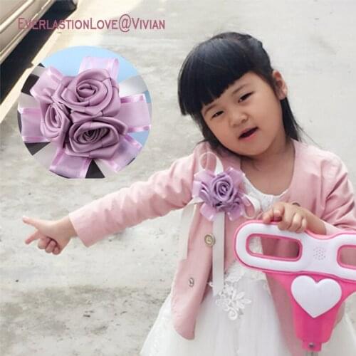 ELLV fashion ribbon bow rose brooch for girl dress handmade brooches pin for kids corsage accessories brooches pins for women