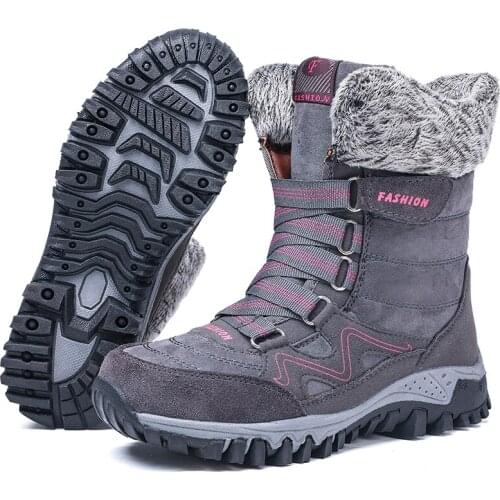 2021 New Winter Womens Snow Boots Warm Mid-calf Shoes for Cold Weather Outdoor Plush Shoes Anti-skid Thicken Winter Botas Mujer