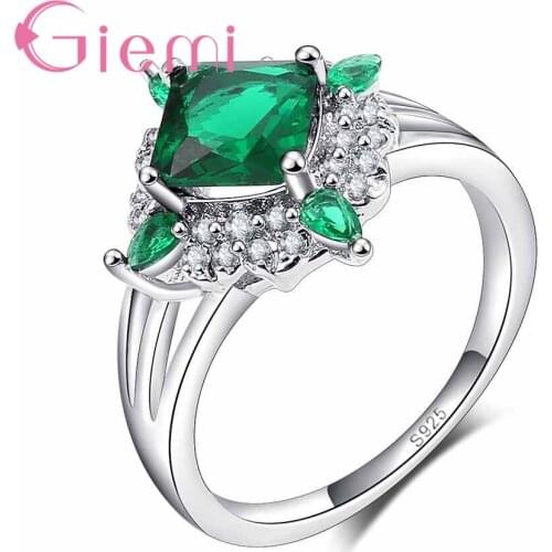 High Quality Fine 925 Sterling Silver Inlay Zircon Stone Woman Ring Romantic Austrian Crystal Jewelry White/Green Color
