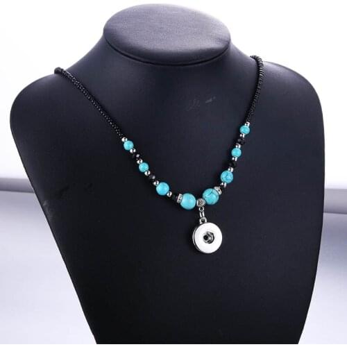 New Snap button jewelry Beading boho style Necklace fit 18mm Snap jewelry women Pendant Necklaces fashion jewelry