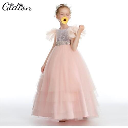 Puffy knee length Ball Gown Communion Dress Kids Girl Pageant Dresses Removable Pearls Belt First Communion Dresses Birthday