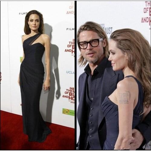 Angelina Jolie Red Carpet Dress Elegant One Shoulder Celebrity Gown for Women Sleeveless Evening Dress robes de soiree