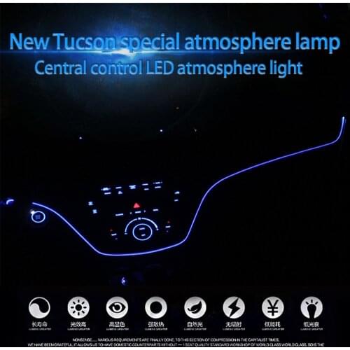 1Pcs Console Ambient LED Blue Strip Instrument Panel Atmosphere Interior Dashboard Light For Hyundai Tucson 2015 2016 2017 2018