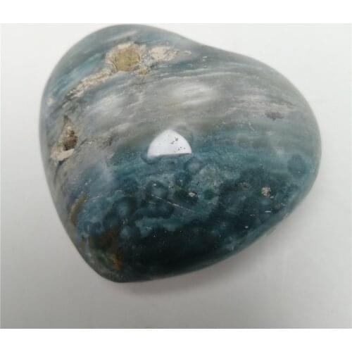 1pc 45-50mm Natural Ocean Jasper Stone Polished Quartz Crystal Jade Heart Shape For Gift Reiki Energy Minerals