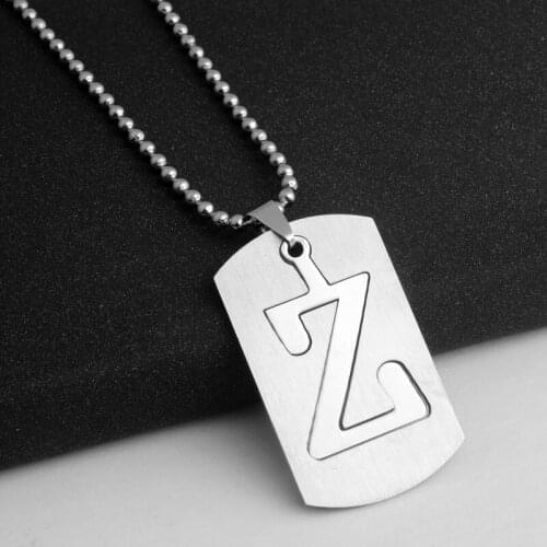 RONGQING 1pcs Stainless Steel Letter Z Pendants Necklace for Men Punk Jewelry Classic Name Necklace