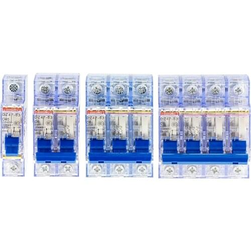1PCS Transparent DZ47-63 1P 2P 3P 4Pin DC 6A 10A 16A 20A 25A 32A 40A 50A 60A 63A DC 250V Mini Circuit Breaker