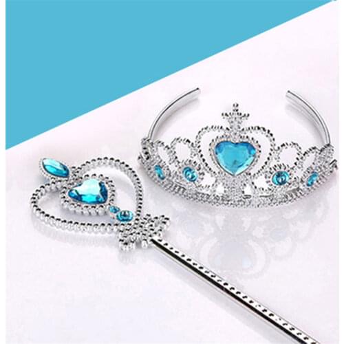 2pcs/lot Disney Frozen Childrens Crown Accessories Magic Wand Girl Headband Jewelry Toys