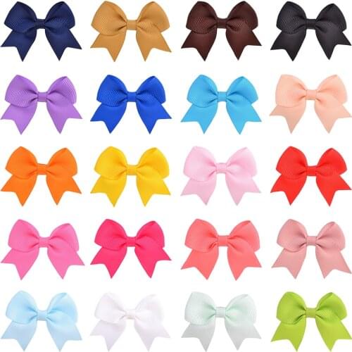 20PCS/Lot Solid Grosgrain Ribbon Bows Hairpin Hair Bows Boutique Hair Clip Handmade Bowknot Clip For Kids Hair Accessories 325