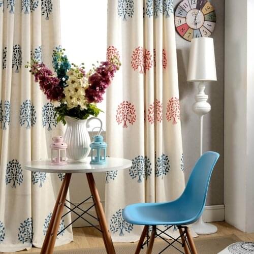 2021 New Curtain Fabric Modern Pastoral Chinese Curtain Cotton and Linen Embroidered Curtains for Living Dining Room Bedroom