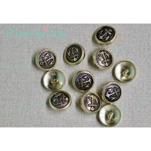 30pcs Golden Lacquered Vintage Anchor Metal Button Distressed British Wind Coat Button DIY Crafts Clothing Sewing Accessories