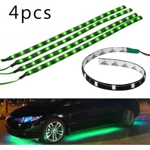 4pcs 30cm 15SMD 12V DRL Car LED Daytime Running Light Strip Light Car Decorative Flexible LED Light Strip White Blue GreenRed