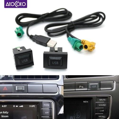 Car Radio 4Pin Plug USB Switch Cable Adapter for VW Golf Passat Polo GTI Tiguan 2009~2017 CD Android Navigation Wire Harness