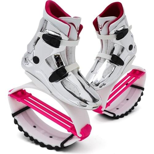 Shiny Silver Anti Gravity Jumping Fitness Dance Boots, Home Gym Bouncing Stilts, Size 33-44 Available