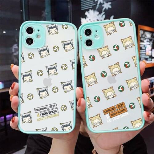 Haikyuu Phone Case For iPhone 12 11 Mini Pro XR XS Max 7 8 Plus X Matte transparent blue Back Cover
