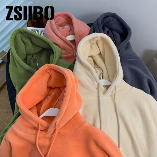 Double-sided polar fleece sweater women winter Korean version of wild plus velvet thick loose long-sleeved pullover hooded top