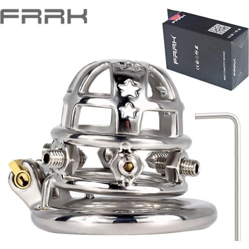 FRRK Metal Male Chastity Devices Penis ring 304 Stainless Steel Cock Cage Sex Toy For Men Penis Lock Bondage Adult Sex Products