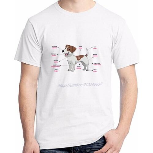Anatomy Of A Jack Russell Terrier T shirt Short Sleeve Cotton Tshirt Summer Dog Owner graphic t shirts Streetwear Men clothing