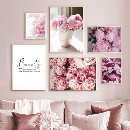 Scandinavian Style Flowers Pictures Vase Wall Art Prints And Posters Wall Pink Canvas Painting For Living Room Home Decor
