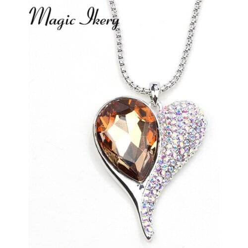 Magic Ikery Crystal necklace Bohemian long necklace heart Ray Star chain necklaces pendants Fashion Jewelry for women MK00109