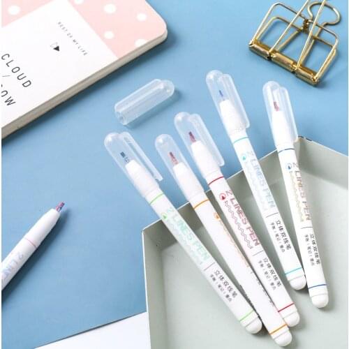 Multi-Function Cute Creative Double-Line Marked Stereo Color Gel Ink Pen Maker Pen School Office Supply