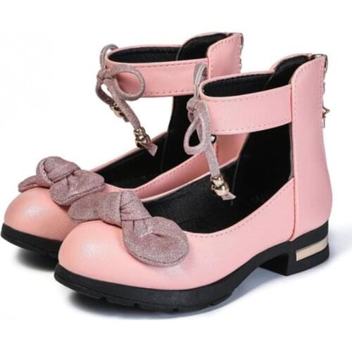 Fashion Girls Shoes Pu Leather Girls' leather shoes For Baby Shoes Butterfly Girls Flats Soft Singe Shoes For Kids 5-16 Years
