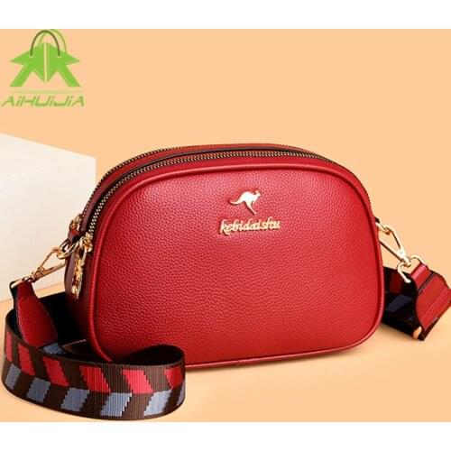 Fashion Broadband Design Messenger Bag Womens Pure Color Shoulder Bags 2021 New High Quality Pu Leather Travel Women Handbag