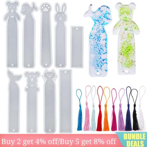 A Set Animal Shape Silicone Bookmark Mold Epoxy Resin Molds UV Resin Casting Tools Tassels For Jewelry Making DIY Handmade Craft