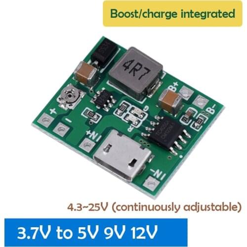 Single 18650 Lithium Battery 3.7V Boost Module to 5V9V12V24V Input Discharge and Charge Integrated 4.2V
