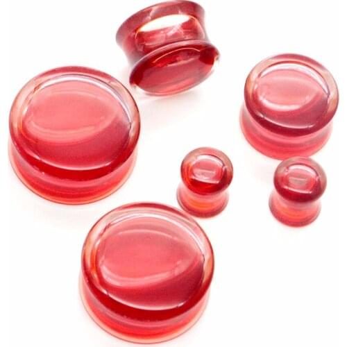 Wholesale Red Liquid Plugs Clear Acrylic Saddle Ear Plug Gauges Double Flare Flesh Tunnel Eyelet 10mm-25mm 80pcs AW408