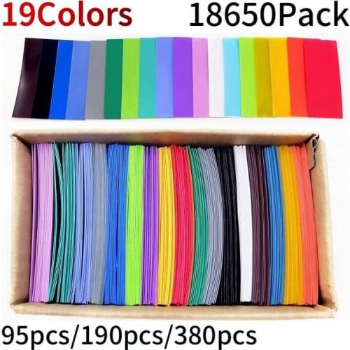 340pcs 18650 Battery PVC Heat Shrink Tubing Sleeve Precut 18.5mm x 72mm Battery Film Cover Tape Sheath 18650 Lithium Batter Wrap