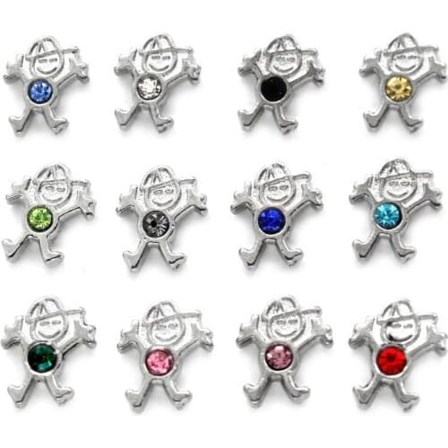 20Pcs/Lot Birthstone Boy Girl Alloy Floating Charms Hand-made DIY for Glass Lockets