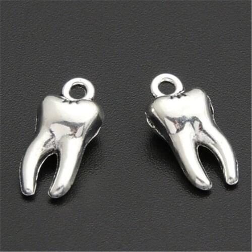 8Pcs 5x8x16mm Tooth Charms Antique Silver Color Tone Metal Pendant Findings Diy Aesthetics Accessories Handmade Jewelry Making