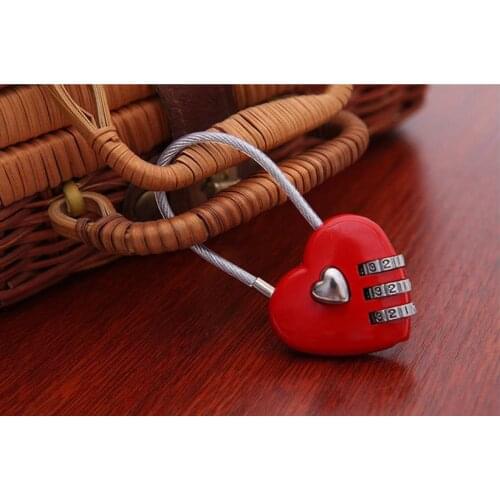 Quevinal 200pcs Lovely Heart Shape Resettable Combination Padlock Metal Luggage Suitcase Bag Diary 3 Digits Lock Cabinet Safe