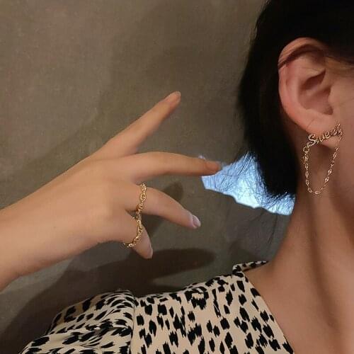 Smiley Face Asymmetric Letter Earrings European And American Fashion Personality Ins Cold Wind Earrings Sweet Women