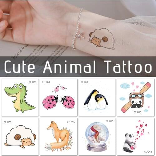 Rocooart Cute Animal Waterproof Tattoo Sticker Penguin Squirrel Sheep Design Temporary Tattoo For Kid Paper Small size 6x6cm