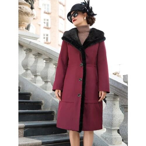 Luxury Real Mink Female Natural Parka Clothes 2020 Winter Jacket Women Rabbit Fur Sleeve Long Coat MY