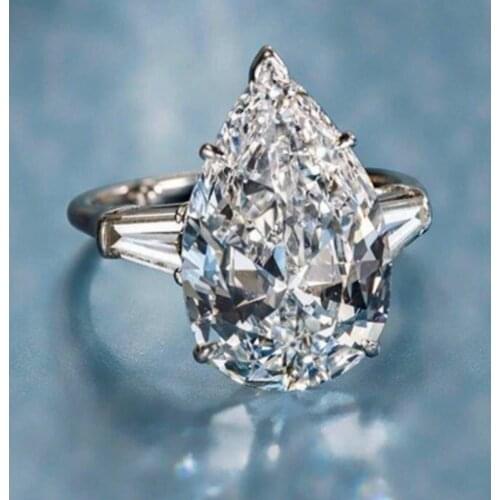 Luxury Water Drop 6ct Lab Diamond Ring 925 sterling silver Engagement Wedding band Rings for Women Bridal Fine Party Jewelry