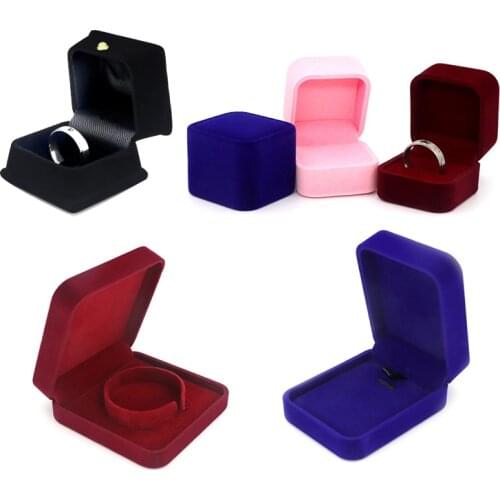 1Pc Luxury Velvet Square Jewelry Gift Box Wedding Engagement Ring Box For Necklace Earring Bracelet Display Packaging Case