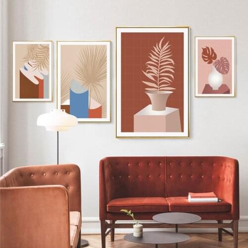 Nordic Modern Abstract Plant Canvas Painting Minimalist Wall Art Poster Print Pictures Bedroom Living Room Decor Home Decoration