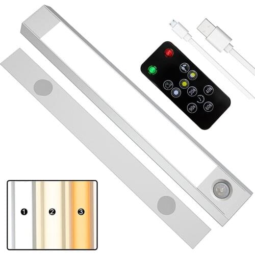 Motion Sensor Closet Light with Remote Control Rechargeable Under Cabinet Light Stick On LED Night Light w/ 3 Color Temperature