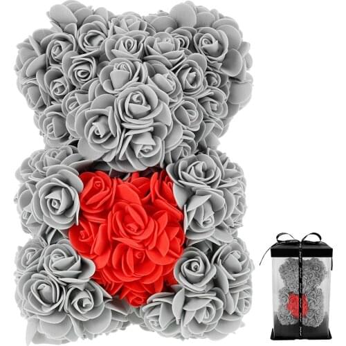 DIY Teddy Rose Bear With Box Artificial PE Flower Bear Rose Valentines Day For Girlfriend Women Wife Mothers Day Gifts