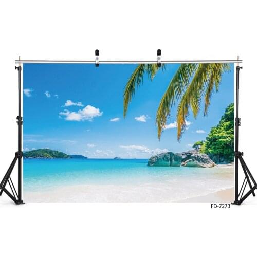 Seaside Coconut Palm Tree Photo Backdrops Vinyl Photocall Backgrounds for Children Baby Portrait Photoshoot Photography Props