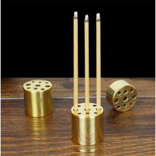 WSHYUFEI High Quality Brass Incense Burner Holder Incense nine-hole incense stick Copper Incense Holder Buddhist supplies