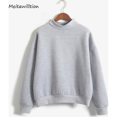 Autumn Women Turtleneck Hoodies Pullover 2019 Casual Long Sleeve Hip Hop Hoodies Sweatshirts Female Solid Outwear Tops