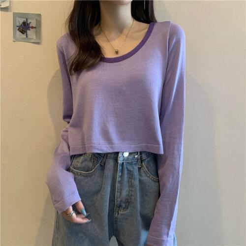 Woman Sweaters Pullover Autumn New Stitching Long-Sleeved Sweater Womens Top Femme Chandails