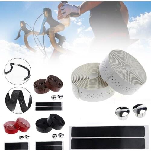 1pair Cycling Road Bike Handlebar Tape Anti-slip Bicycle Handle Bar Tapes Wrap Cork Guidoline Fixing Straps Bicycle Accessories