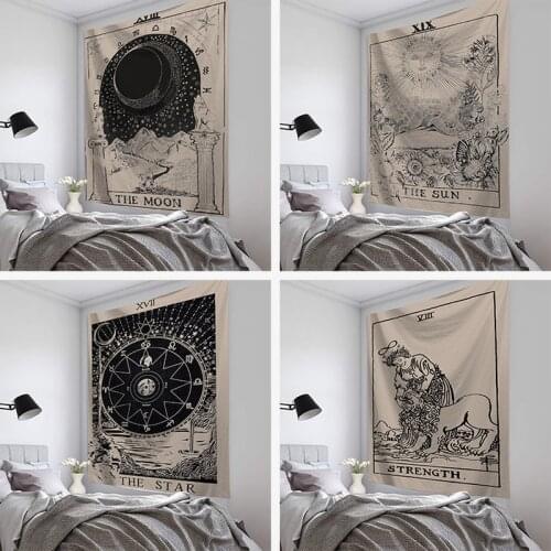 1PCs Tarot Card Tapestry Wall Hanging Astrology Divination Bedspread Beach Mat Blanket Wall Art Home Decoration Tapestry 95*73cm