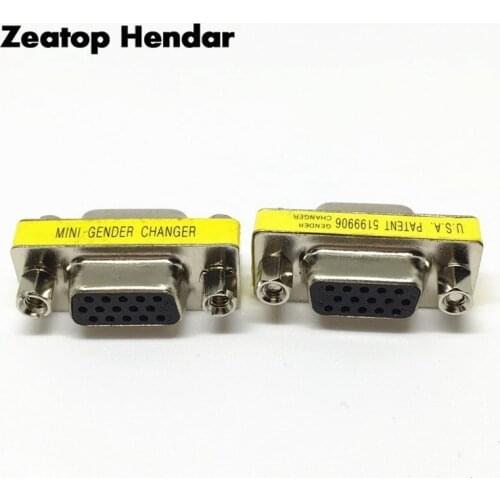 1Pcs VGA HD15 Female to Female Mini Gender Changer Adapter VGA F/F Connector