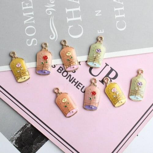 10pcs Rose Cup Enamel Charms Pendants Oil Drop Alloy Pendants DIY Earring Bracelet Jewelry Accessories